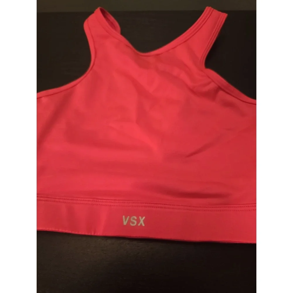 NWT Victoria's Secret XS VSX Sports Bra Racerback Keyhole High Neck Hot Pink